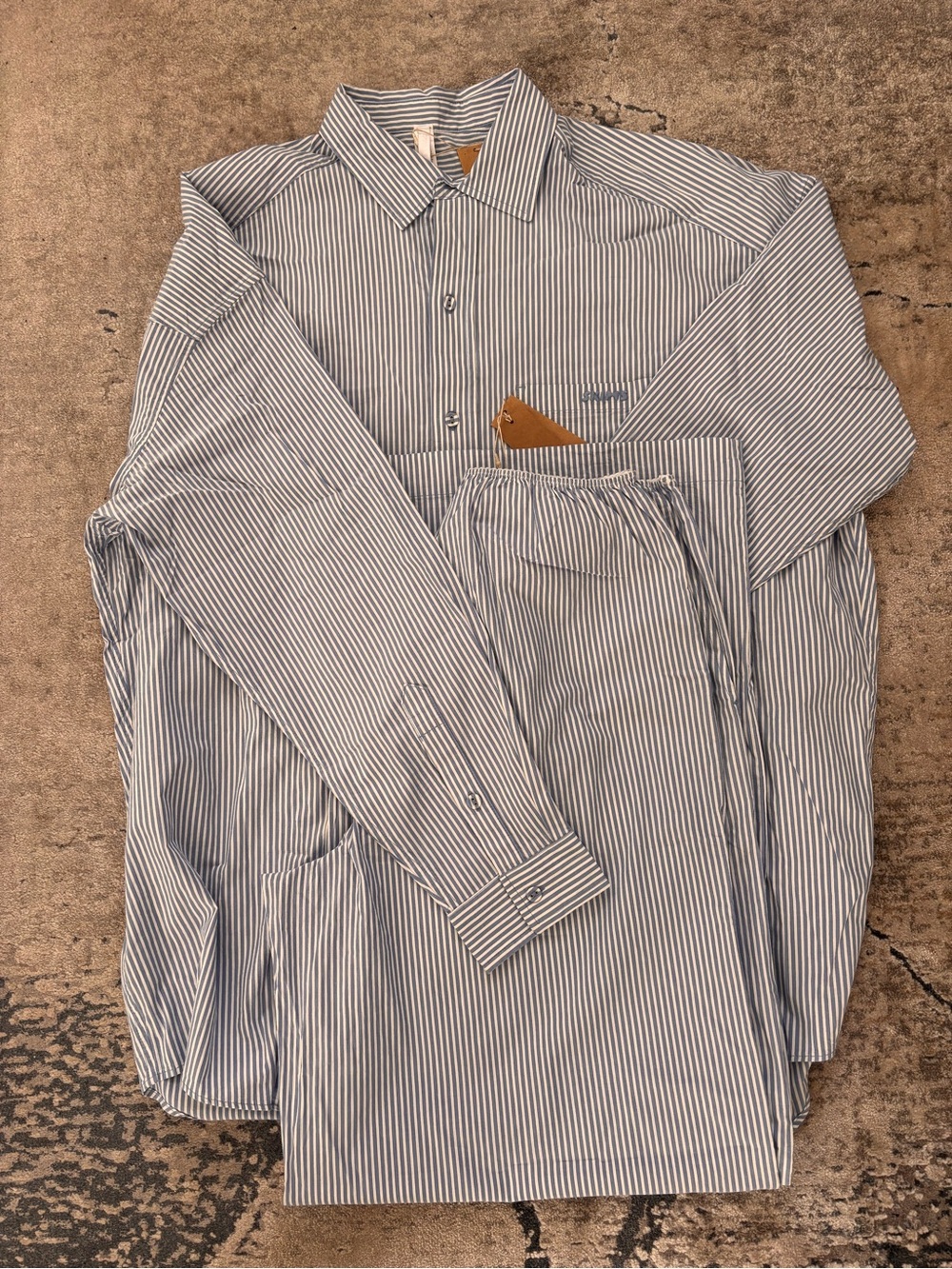 NWT SKIMS Cotton Poplin Sleep Oversized Pajama Set Size Medium in Cadet Stripe